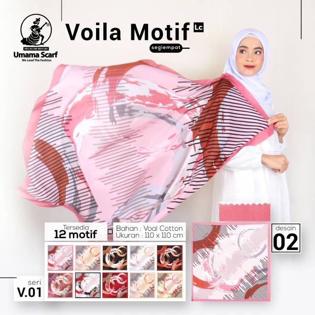 Jual Hijab Segiempat VOILA Motif Umama / Jilbab Segiempat Motif Voila