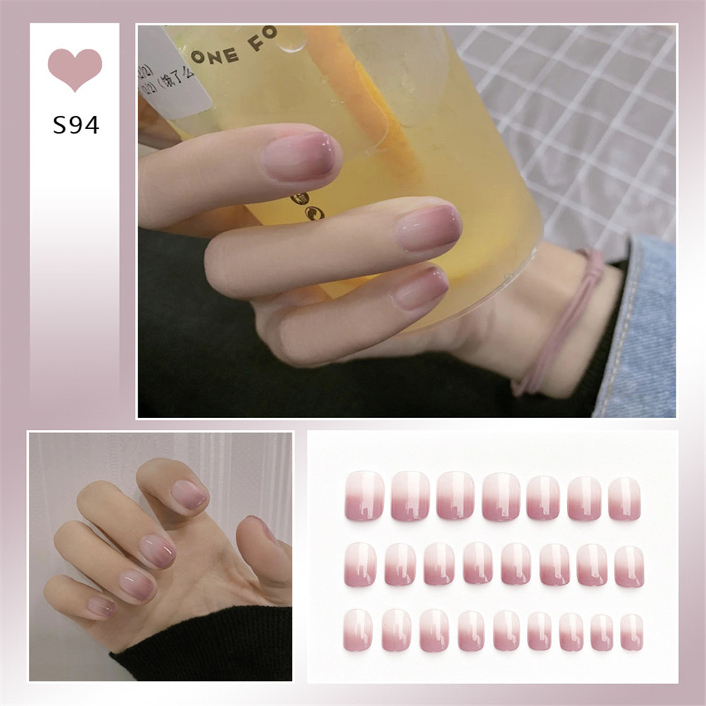 Set Kuku Palsu Full Cover Model Pendek Dengan Kemasan Transparan Untuk Nail Art