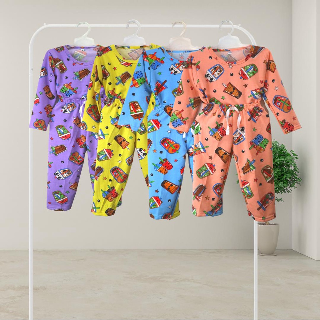 BabynKids - Setelan Anak Unisex / Set Baju Pendek &amp; Panjang  / Kaos Anak Motif / Setelan Piyama Bergambar / Setelan Anak Full Printing / Setelan Anak Laki Laki / Setelan Anak Perempuan / Setelan Anak Babytery Printing Boba / Setelan Harian Anak