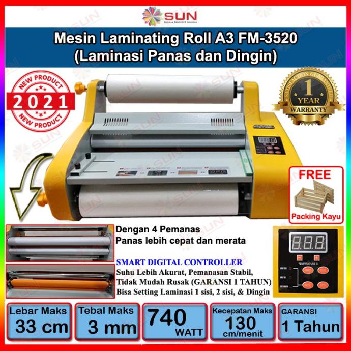 

Mesin Laminasi Roll A3 - Hot Roll Laminator Machine FM 3520