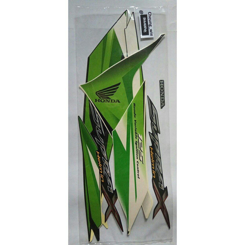 lis body stiker Striping Supra X 125 Helm in 2011-12 Lagacy Green Hijau kw super