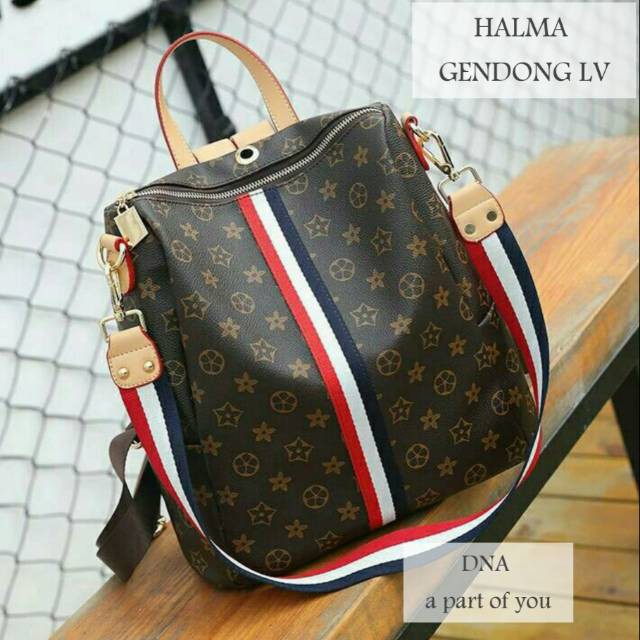Backpack LV Halma Tas Fashion Ransel Gendong Bagus Sekolah Kuliah Cewek Murah Kulit Lokal Bandung
