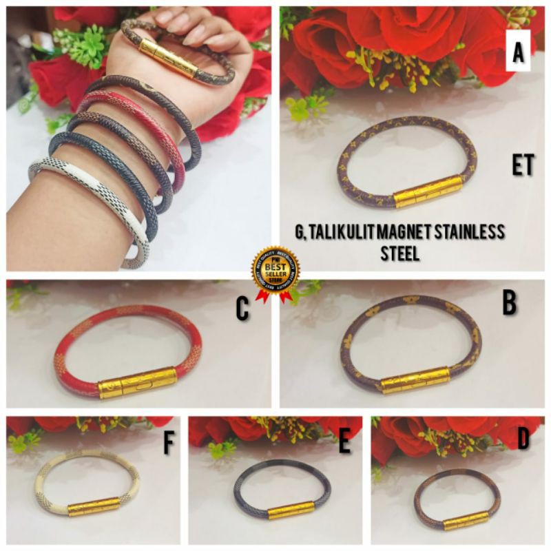 Fourfashion gelang Tali Kulit Magnet Motif kekinian PD011