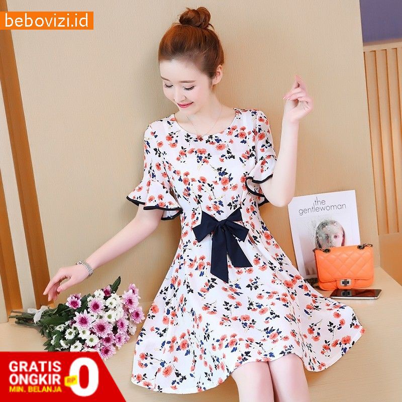 Dress Jumbo Midi Elegan Bahan Sifon 5Xl Kualitas Tinggi Wanita