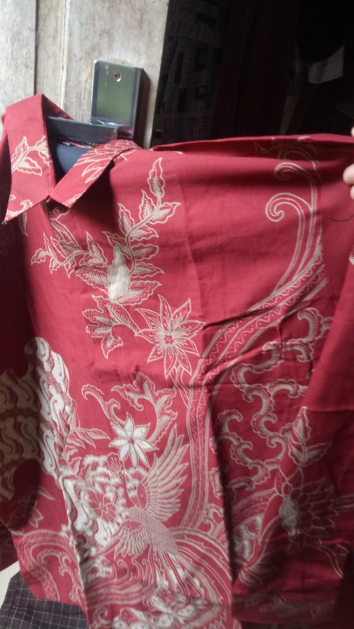 Peksi Seling Merah Kemeja Batik Pria Full Furing Bahan Katun Primisima
