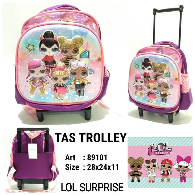 Tas sekolah anak trolley paud perempuan karakter lol surprise 89101 murah baru tas trolley lucu