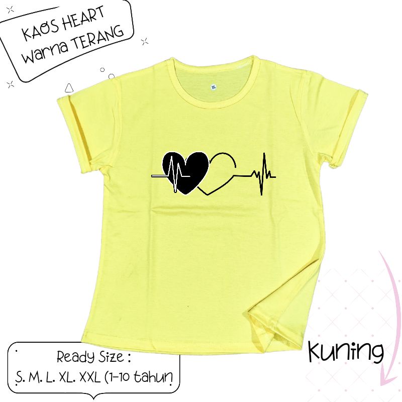 Baju Kaos Anak Cewek 3-12 tahun sampai Dewasa Jumbo HEART