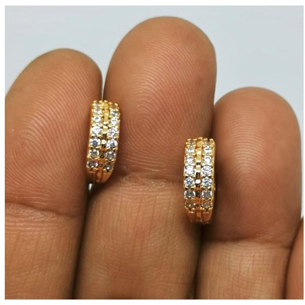 Anting wanita //anting permata baris dua//anting lapis emas //anting permata//anting//perhiasan