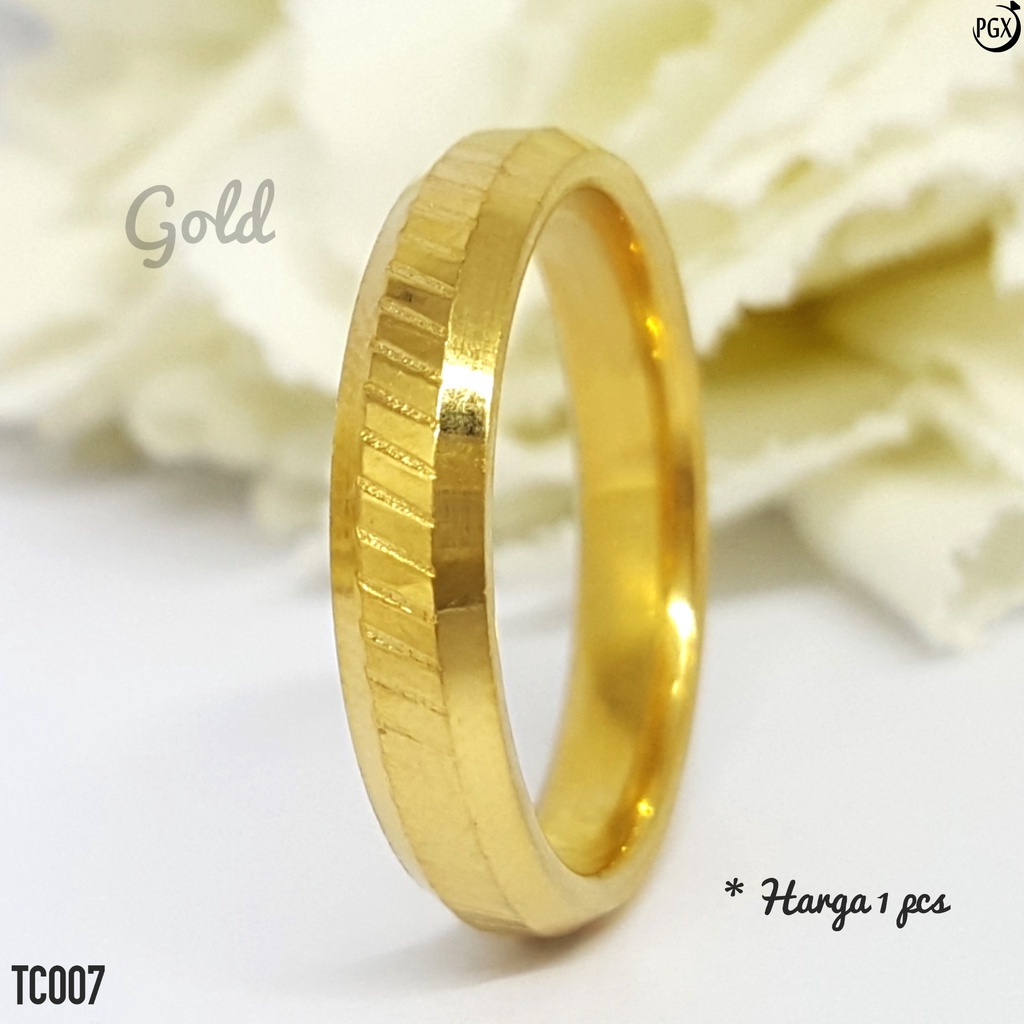 PGX Cincin Titanium Couple Emas Tunangan Aksesoris Fashion Perhiasan Anti Karat - TC007