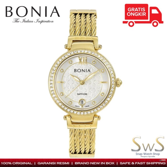 BONIA BNB10626-2213S Swarovski Original Garansi Resmi Jam Tangan Wanita