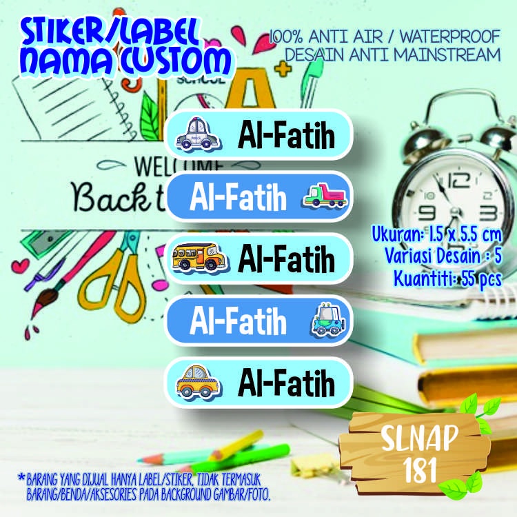 

sticker label nama waterproof mobil dinosaurus helikopter SLNAP 181-200