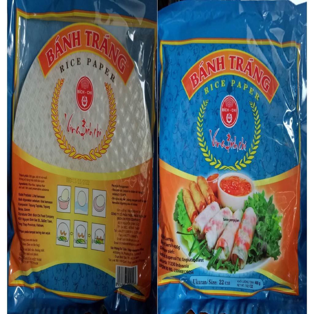 

Kulit Lumpia Vietnam / Rice Paper ( -/+ 40 lbr , 400 gr )