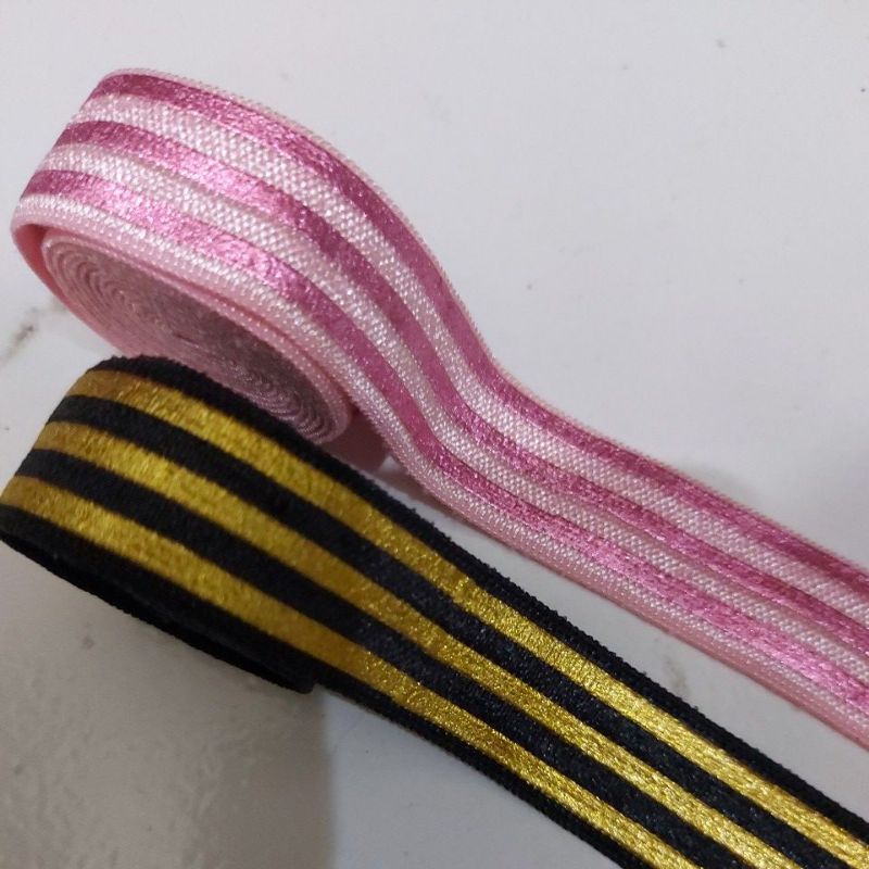 15mm karet elastis foe mewah gold garis untuk pita headband rambut