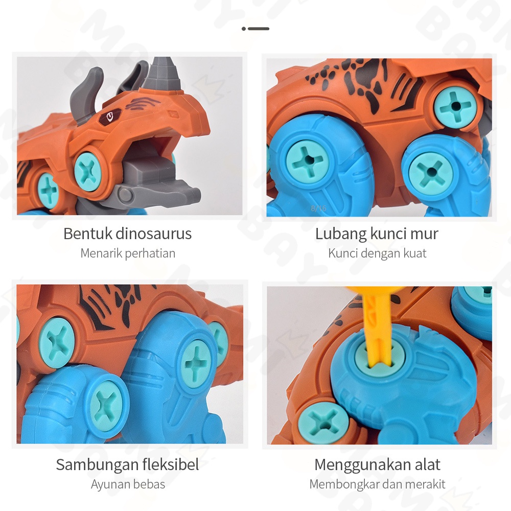 Mamibayi Mainan anak DIY assemble dino degan obeng mainan edukasi bayi puzzle anak