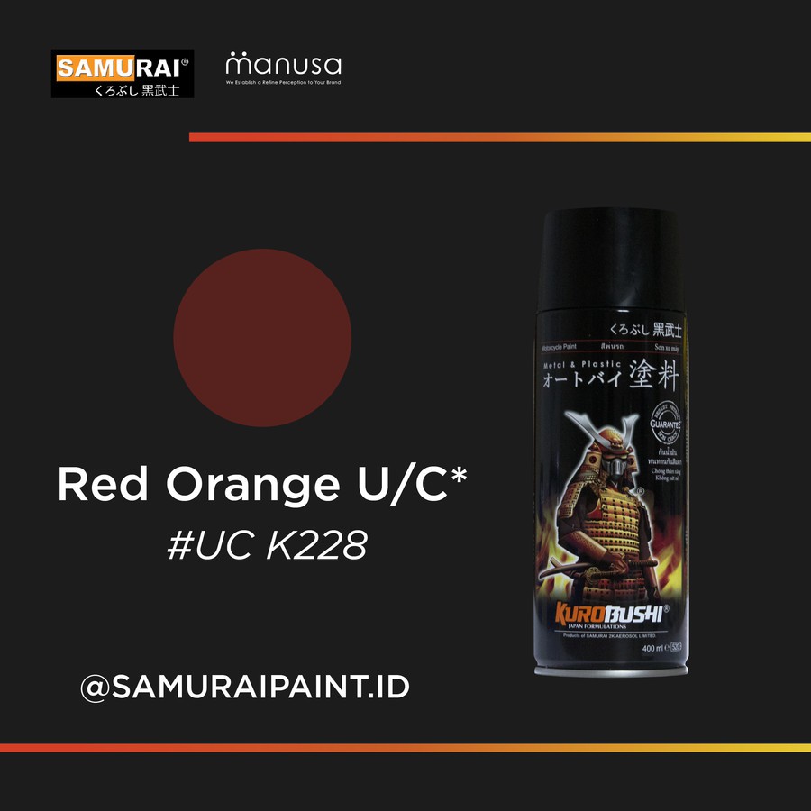 (UnderCoat) UCK228 Red Orange - SAMURAI PAINT Cat semprot/Pilox