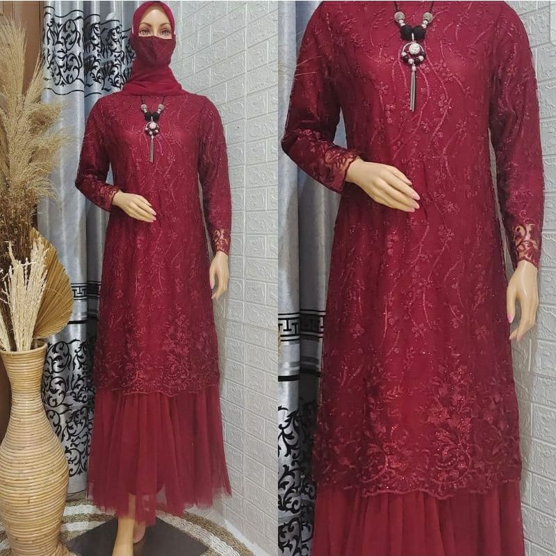 GAMIS TINGKAT DRESS KEBAYA GAMIS TILLE BORDIR KEBAYA GAMIS MODERN GAMIS JUMBO