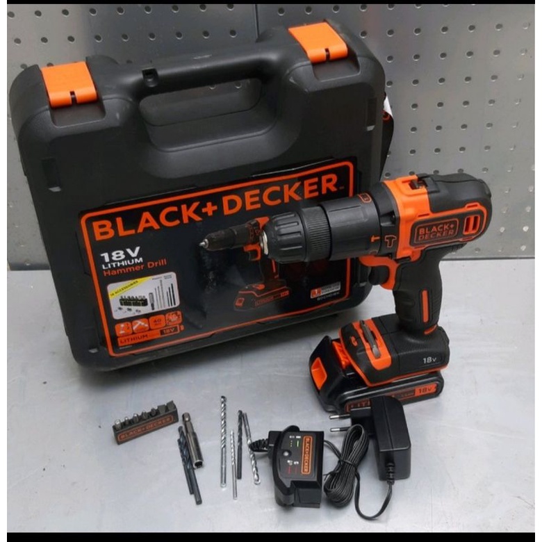 BLACK DECKER CORDLESS HAMMER DRILL  18V MESIN BOR BATERAI BDCHD18K