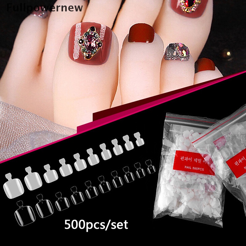 (FULL) 500pcs / Set Kuku Kaki Palsu Akrilik Transparan Untuk Nail Art / Manicure