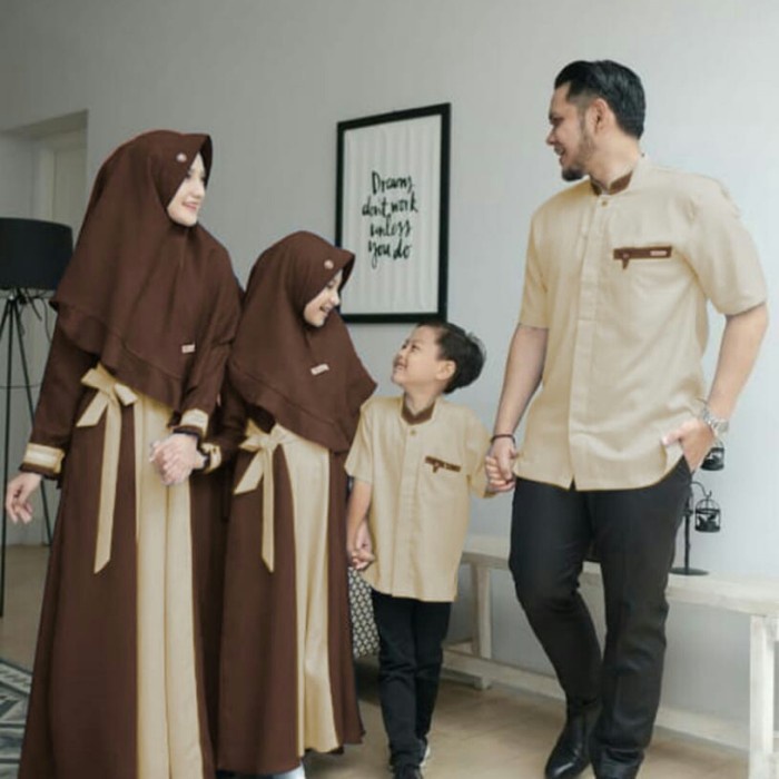 Set-Family-Muslim-Busana- Couple Gamis Keluarga Cemara Kr - Cp Family - Couple 2021 - Couple Mod