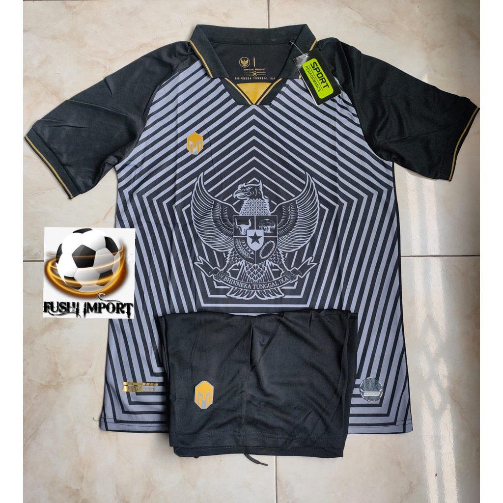 Setelan Jersey Futsal Timnas Hitam Putih Biru Fullset Satu Set Grade Ori