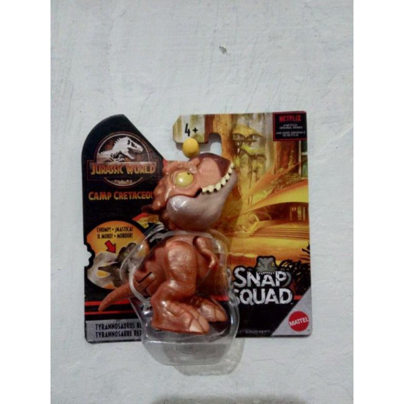 jurassic world snap squad wave 7 tyrannosaurus rex coklat warna metalic terbaru