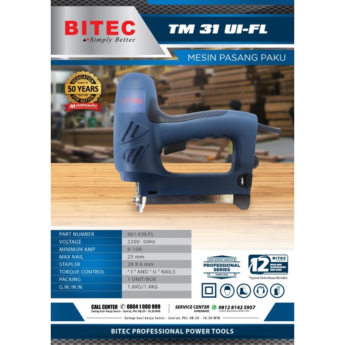 BITEC TM31 Staples + Paku Tembak Listrik - Electrik Nailer Staples gun