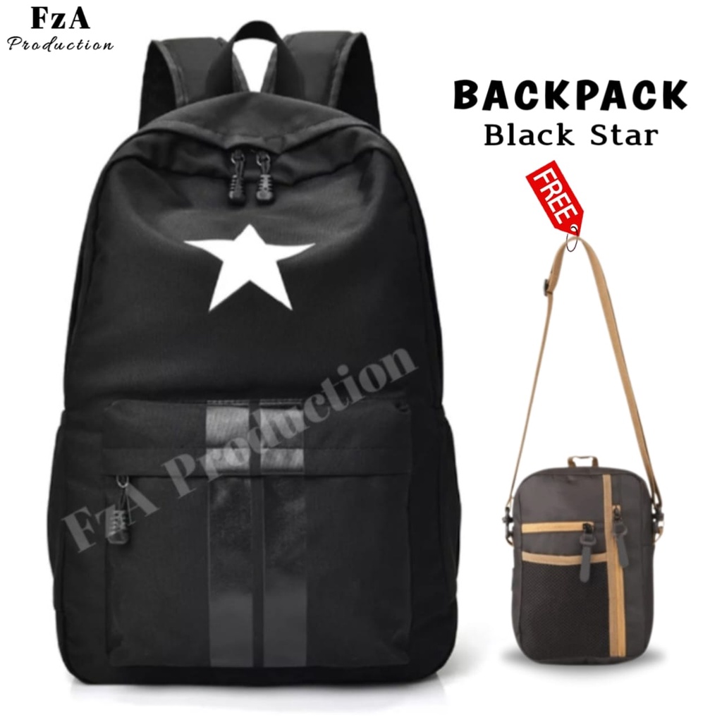 Tas Ransel Punggung Distro Casual Pria Wanita / Tas Ransel Laptop Bacpack Tas Sekolah Original FREE Slingbag