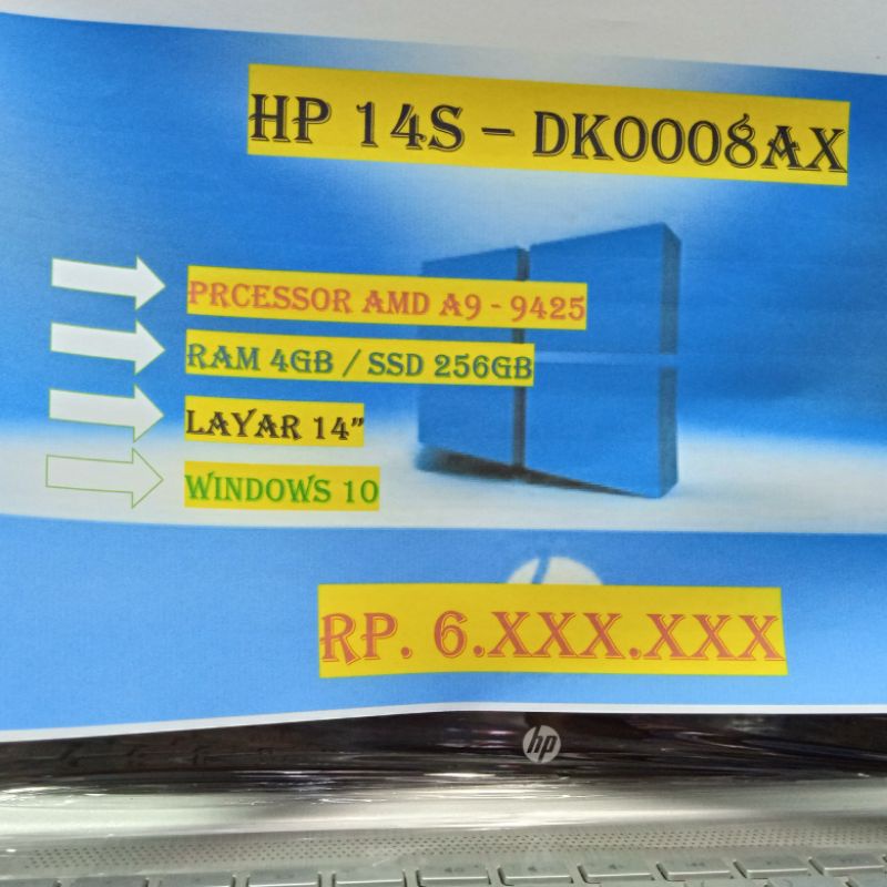 HP 14S - DK0008AX AMD A9 9425 4GB SSD 256GB