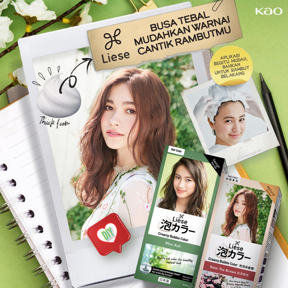 Liese Bubble Hair Color Foam Cat Rambut Permanent - Milk Tea Brown