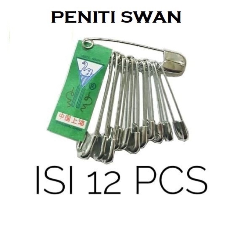 Peniti Swan L Peniti Baju Hijab Stainless isi 12pc Jarum Pakaian