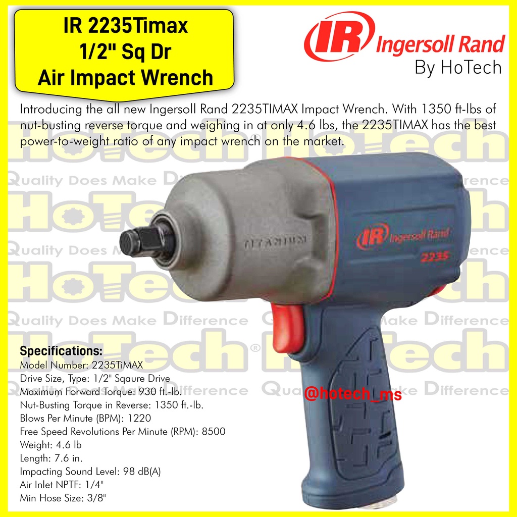 Ingersoll Rand | IR 2235 Timax |  Air Impact Wrench | 1/2" Sq Dr
