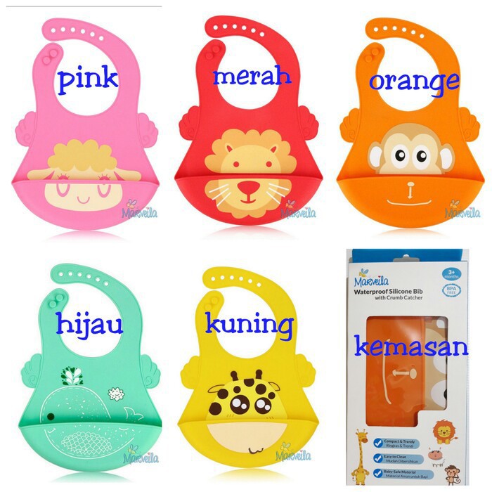 MARVEILA Waterproof Silicone Bib / celemek makan bayi