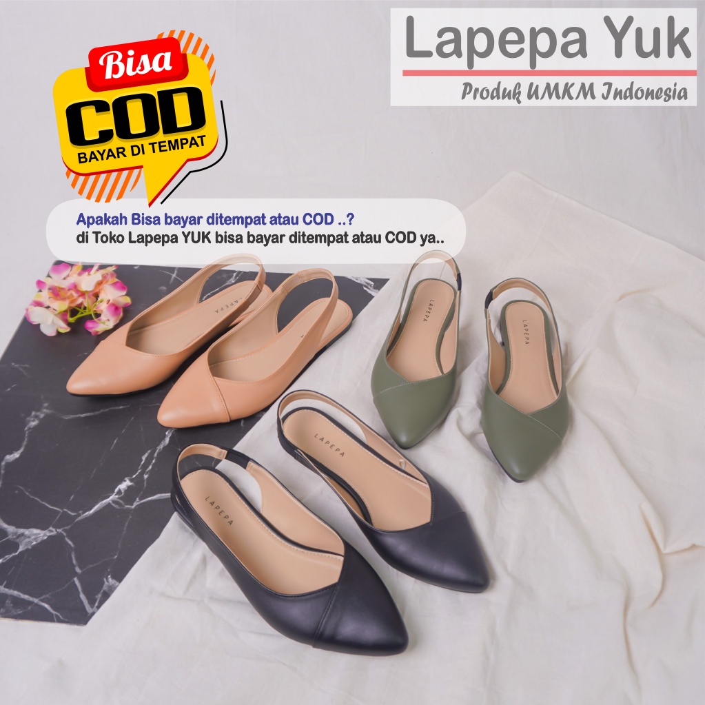 LAPEPA YUK - Sepatu Flat Shoes Wanita FREYA Untuk Kerja kantor Spatu Flatshoes Cewek Kuliahan Jalan Santai Casual Empuk Slop Lancip Warna LIGHT SALEM Kasual Pink Strap Tali Selop Belakang Premium Original Kekinian Terbaru Shoes ORI Mall Official Store