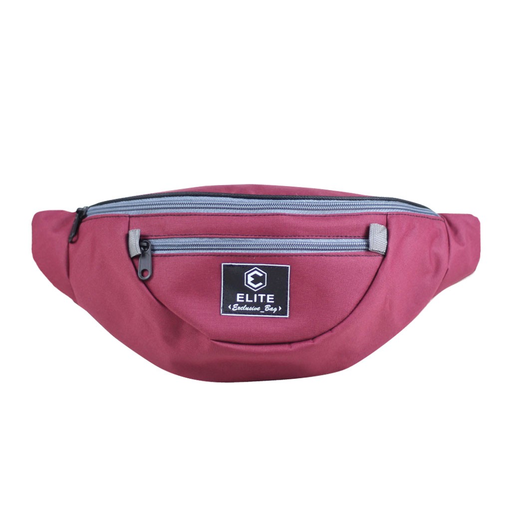 Tas Pinggang Cowok Waistbag Berkualitas Murah Elite Maroon Bisban Fashionable Tas Selempang Cowok