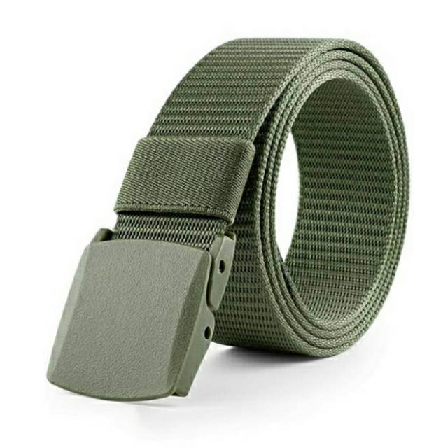 Ikat Pinggang Pria Tactical Army Anti Metal Detector Sabuk Kanvas Gesper Plastic Buckle