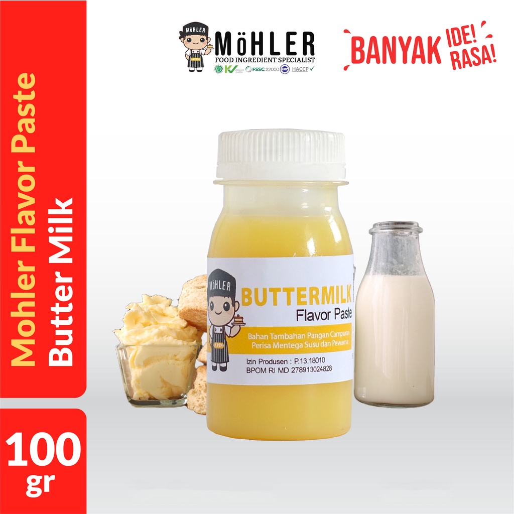 MOHLER Pasta perisa pewarna MENTEGA SUSU / BUTTERMILK (KLIK KOMBO HEMAT UNTUK BELI 1 GRATIS 1)