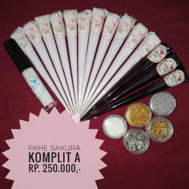 

SAKURA WHITE HENNA KOMPLIT A /. WATERPROOF / HENNA PENGANTIN / HENNA PUTIH