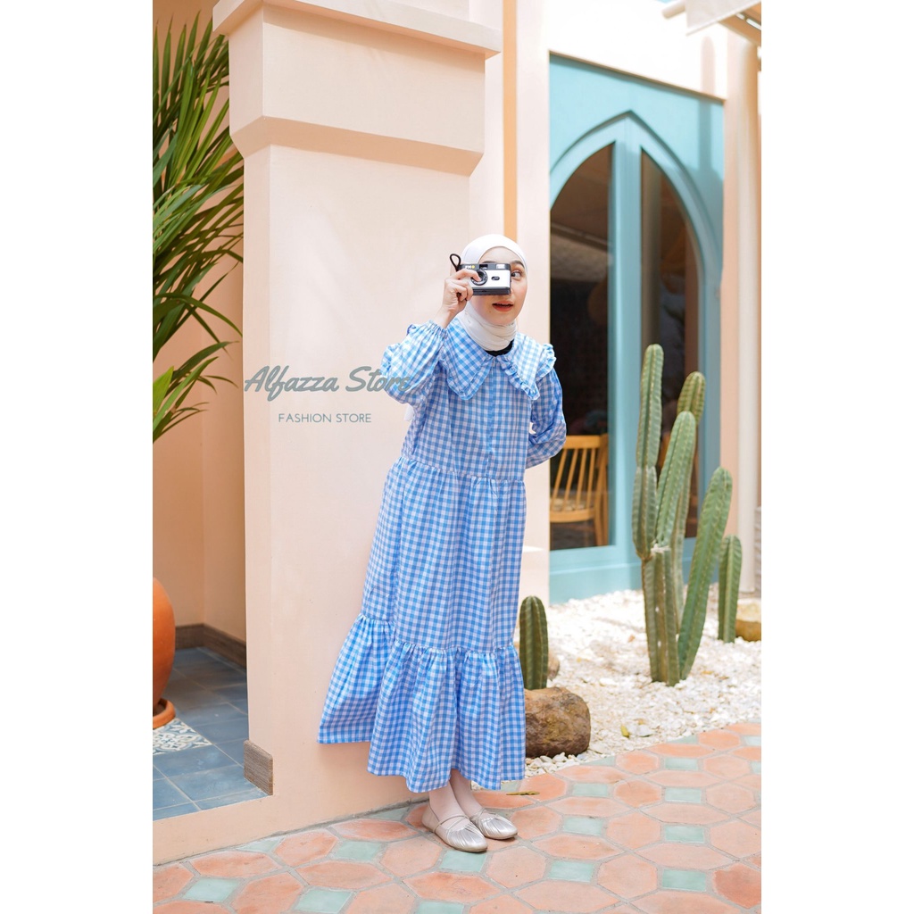 Marita Midi Dress Menyusui Motif Polos Rayon Crinkle Pakaian Muslim Wanita ALFAZZA STORE -  GAMIS LEBARAN - TERBARU - CUTTON KOTAK PREMIUM - LD 110 FIT XL - ALL SIZE - BIGSIZE - TERBARU - FASHION WANITA - KEKINIAN - COD