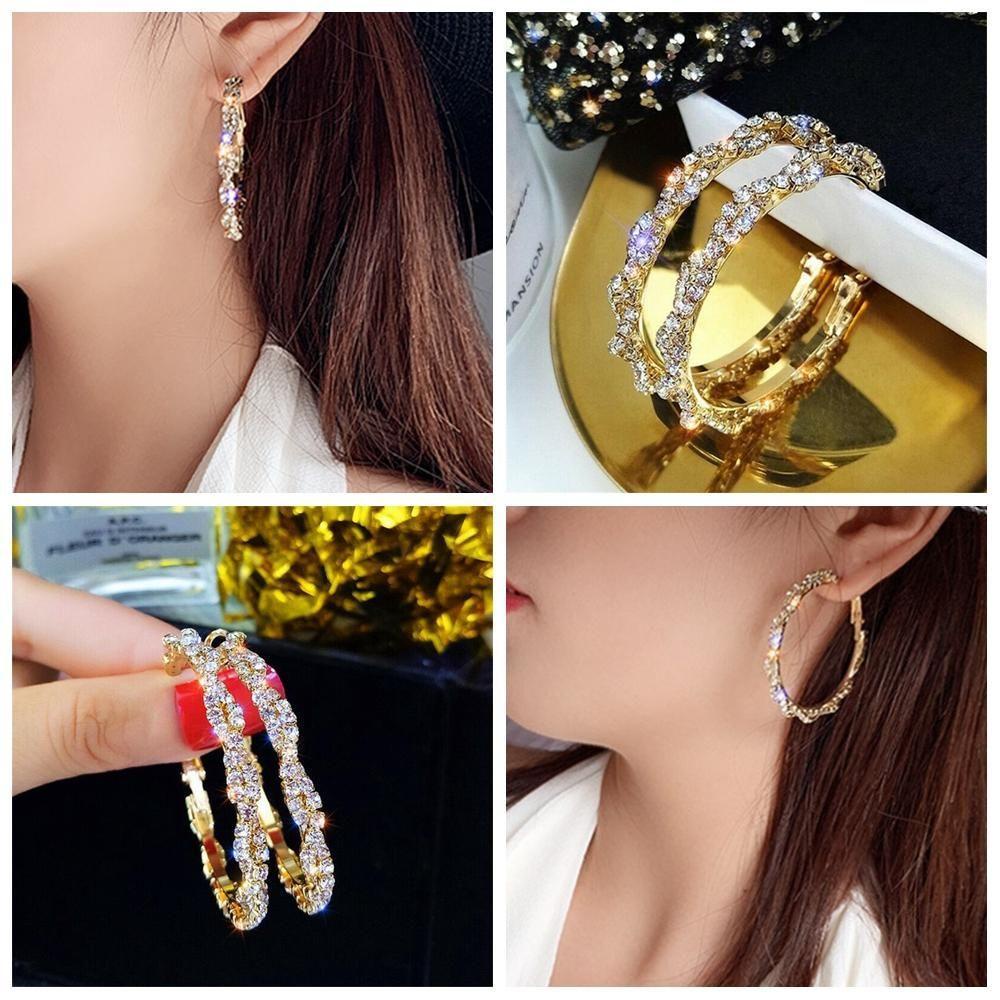 Solighter Anting Hoop Bulat Wanita Pernikahan Pertunangan Lingkaran Besar Bentuk Bulat Elegan