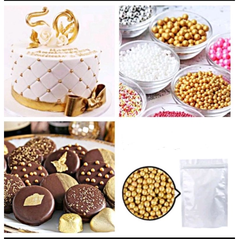 

Goldpill / mutiara emas hiasan kue 4 mm berat 50 gr