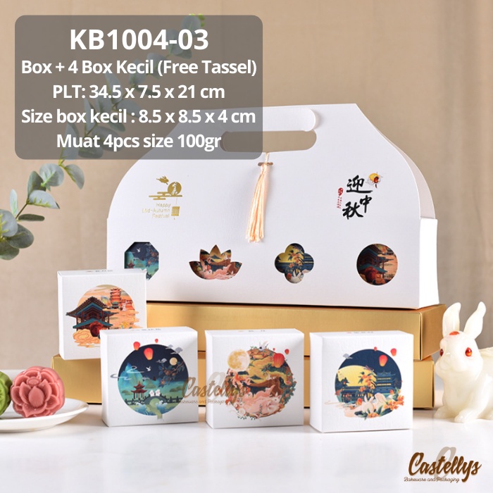

KB1004-03 5 set Kotak Box Mooncake 100gr Box Kecil Hampers Kue Bulan Pia