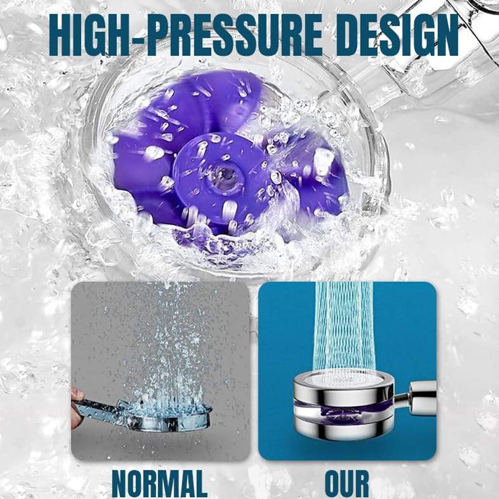 Terbaru Turbo Fan Shower Head Water Saving High-Pressure Rainfall Propeller ABS Jet Shower Head 360 Rotation Toilet Bathroom Accessories