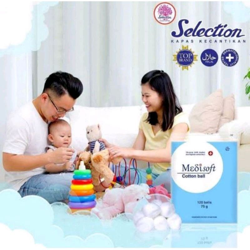 KAPAS MEDISOFT Cotton Ball 75gr 120gr Kapas Bola isi 120 Balls Lembut Higienis Perawatan Bayi Baru Lahir