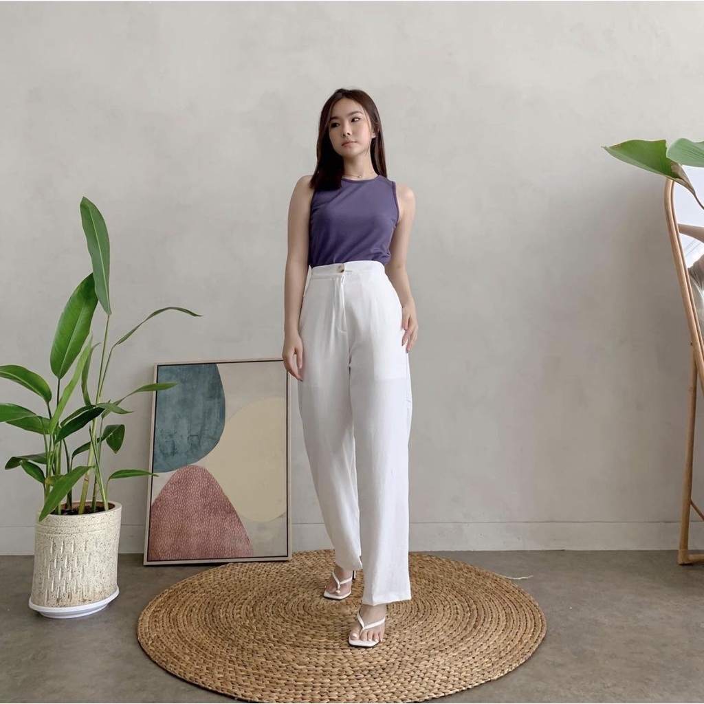 YOONA CRINKLE AND PATTERN PANTS - CELANA KERJA WANITA - CELANA STRAIGHT CUT - CASUAL PANTS - FLOWY PANTS - HADIAH / KADO ULTAH CEWEK