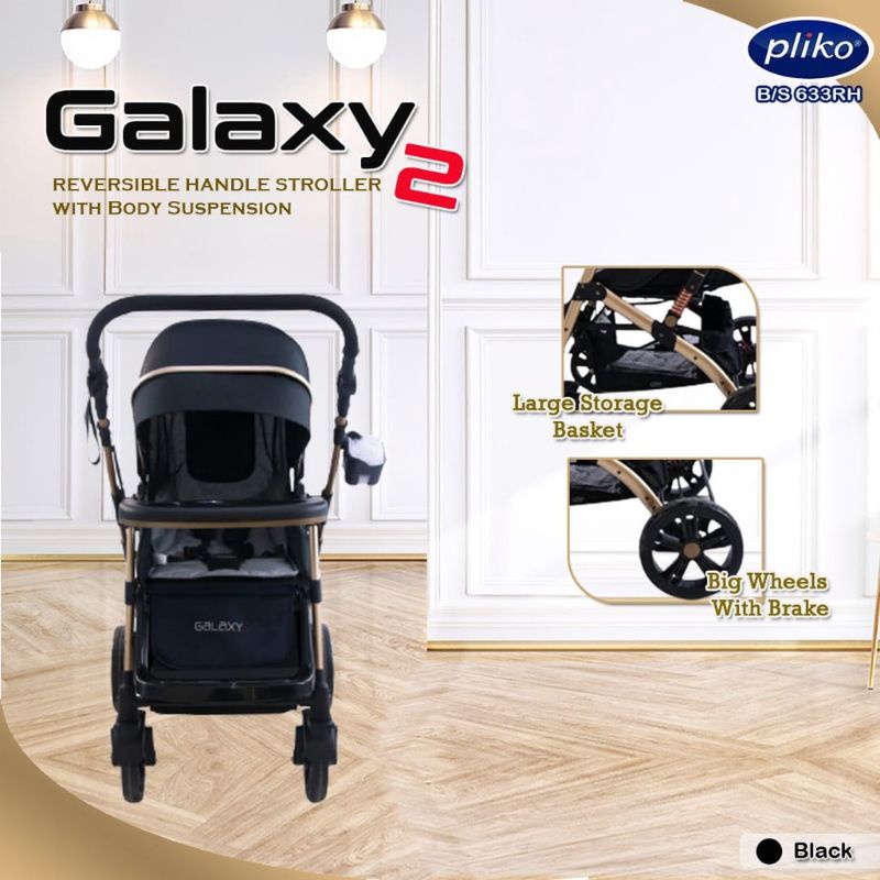 GOLD FRAME STROLLER BAYI PLIKO GALAXY 2 BS 633 RH | KERETA DORONG 2 DUA ARAH