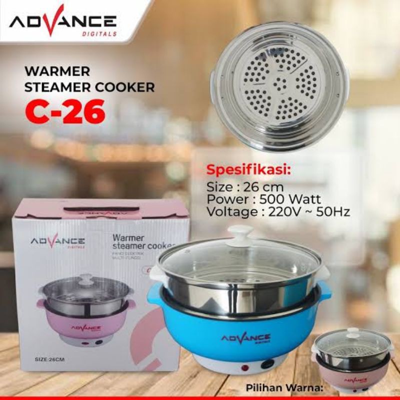 Panci Elektrik Multifungsi Advance C26 C 26 Listrik Electric Cooker Steamer Pengukus Stainless Steel Shopee Indonesia