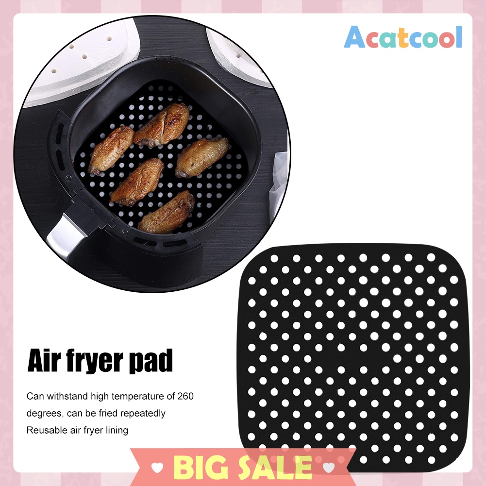 Air Fryer Liners Anti-stick Pad 7.5-9 inch Perforated Silicone Steaming Mat