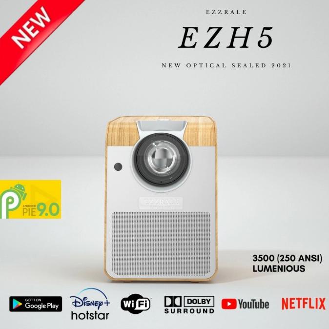 Smart Mini Projector Ezzrale EZH5 Android Bluetooth Speaker 3500 lumen Termurah