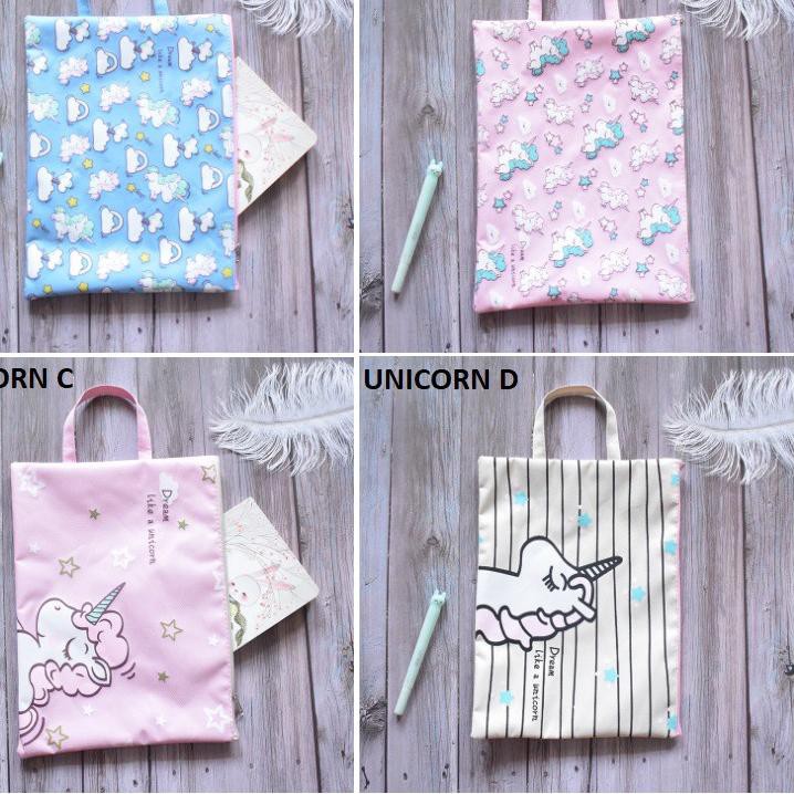 

HOT SALE!! KODE-713 Dream Unicorn Portable A4 File Storage Pouch Bag Tas / Tempat Buku Alat Tulis