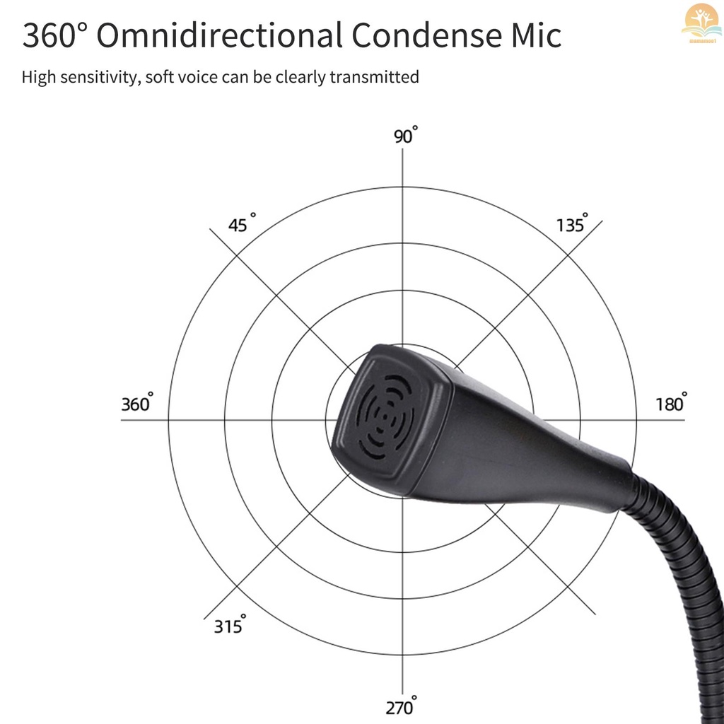 USB Conference Computer Microphone Desktop Wired 360°Omnidirectional Condense Mic Plug &amp; Play Gooseneck for Computer PC Laptop Office Online Meeting Recording Games Video Music Singing Skype